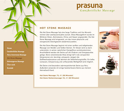 Website Prasuna - Ganzheitliche Massage